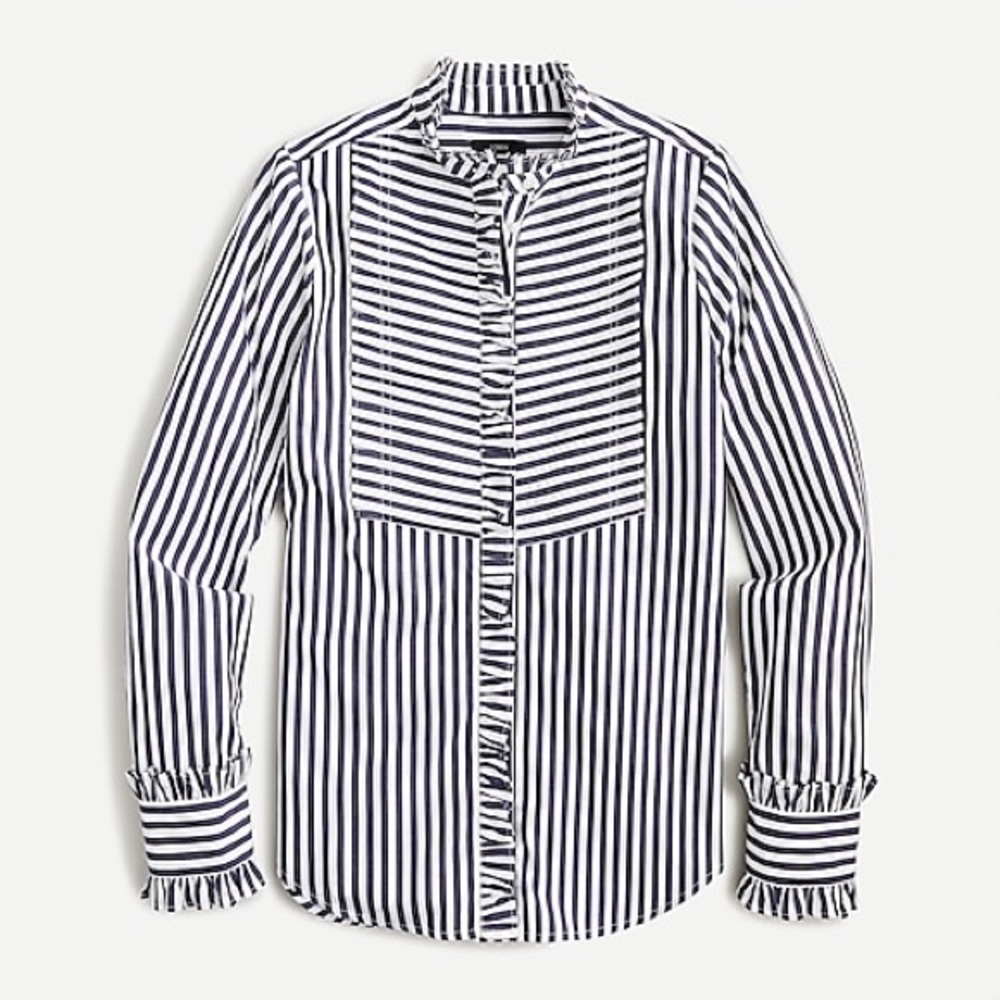 J. Crew Ruffle Trim Tuxedo Shirt